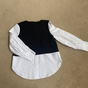 Zara vested puff sleeve shirt